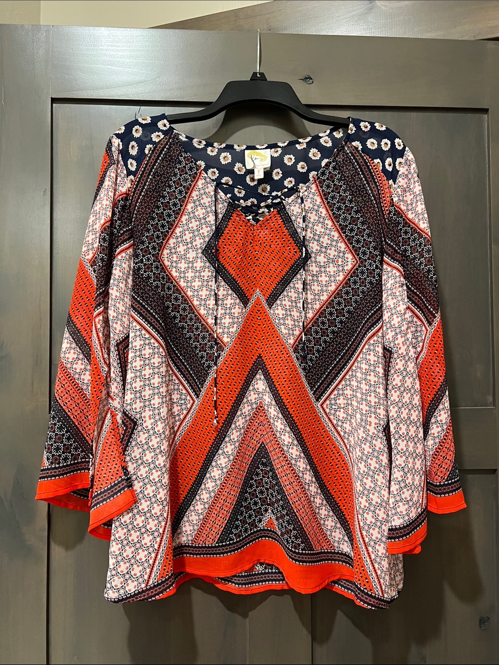 fig and flower Red & Navy Geometric Peasant Tunic
